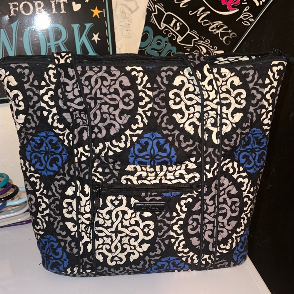 Vera Bradley Black and Blue Patterned Tote